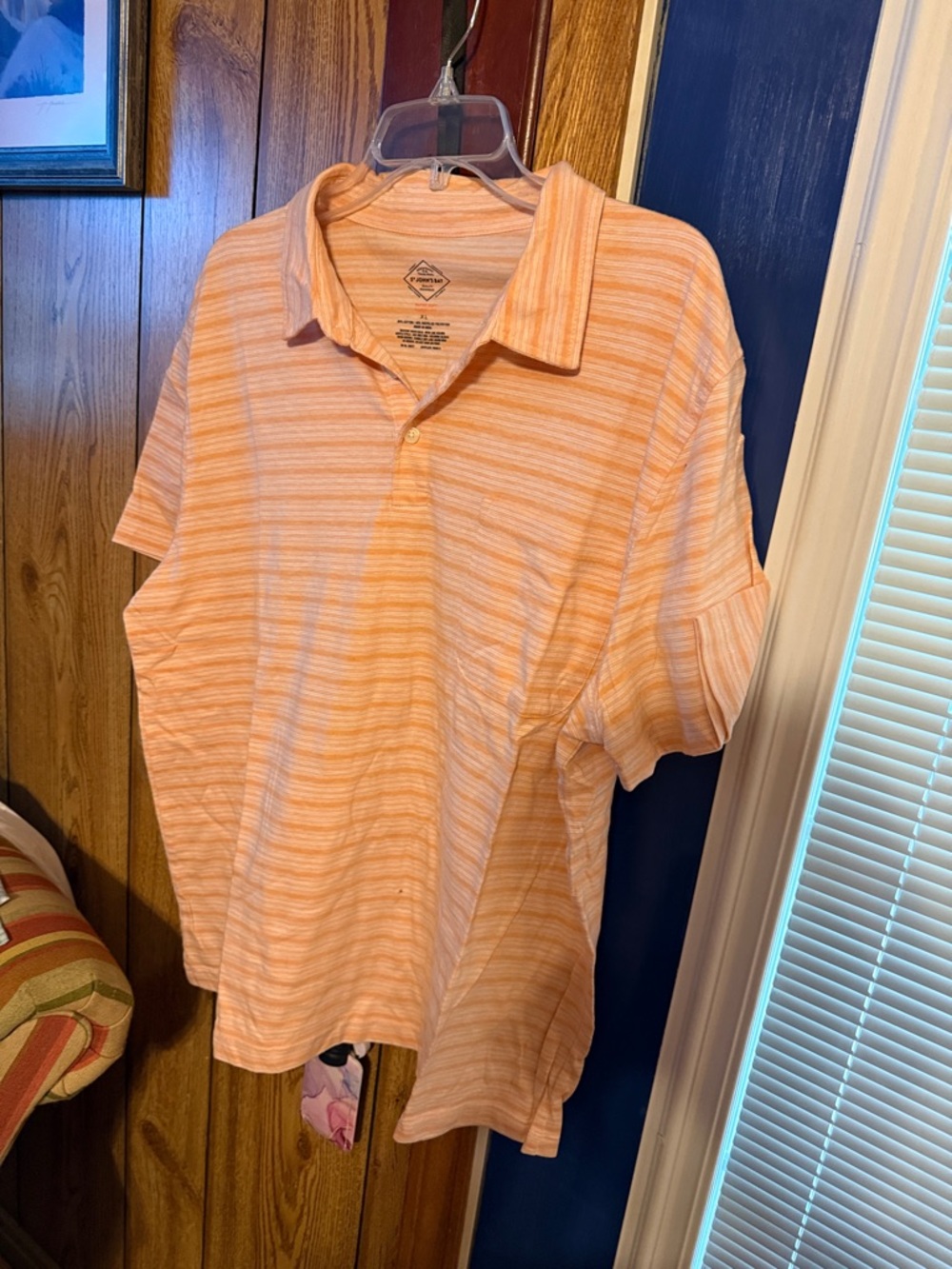 St. John's Bay Peach & White Striped Polo